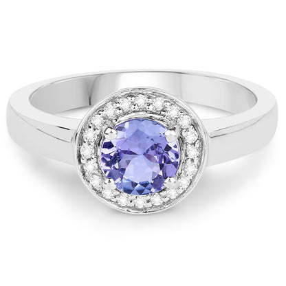 1.05 Carat Genuine Tanzanite and White Topaz .925 Sterling Silver Ring by Bids.com