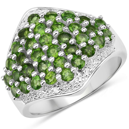 2.41 Carat Genuine Chrome Diopside and White Topaz .925 Sterling Silver Ring by Bids.com