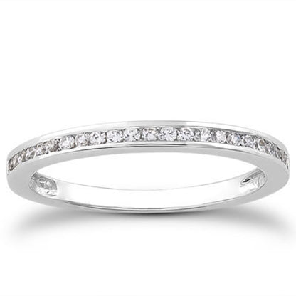 14k White Gold Slender Channel Set Diamond Wedding Ring Band Set 1/2 Around by Bids.com