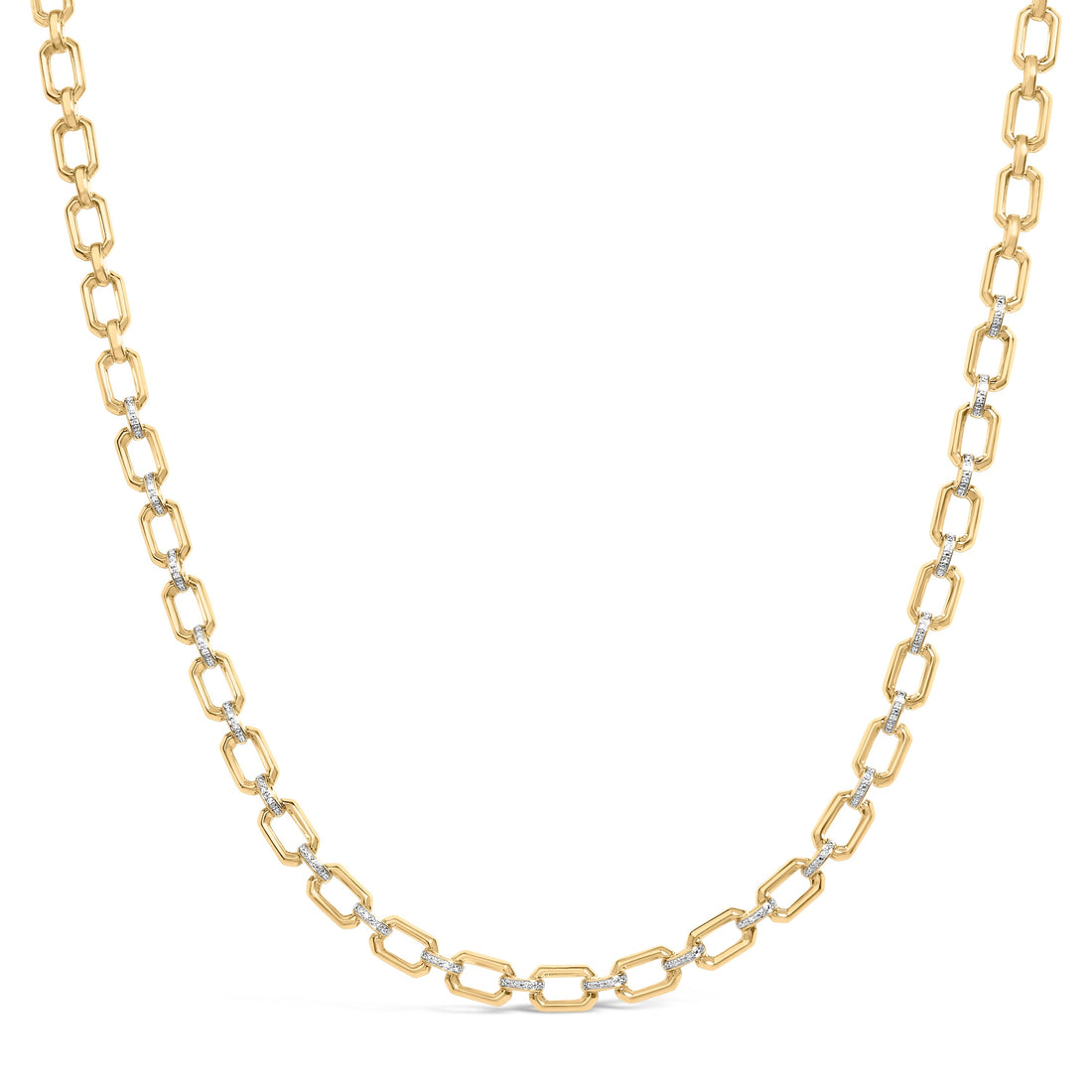 Gold Vermeil .925 Sterling Silver 1/4 Cttw Diamond Bold Octagonal Link Necklace  DestGlow