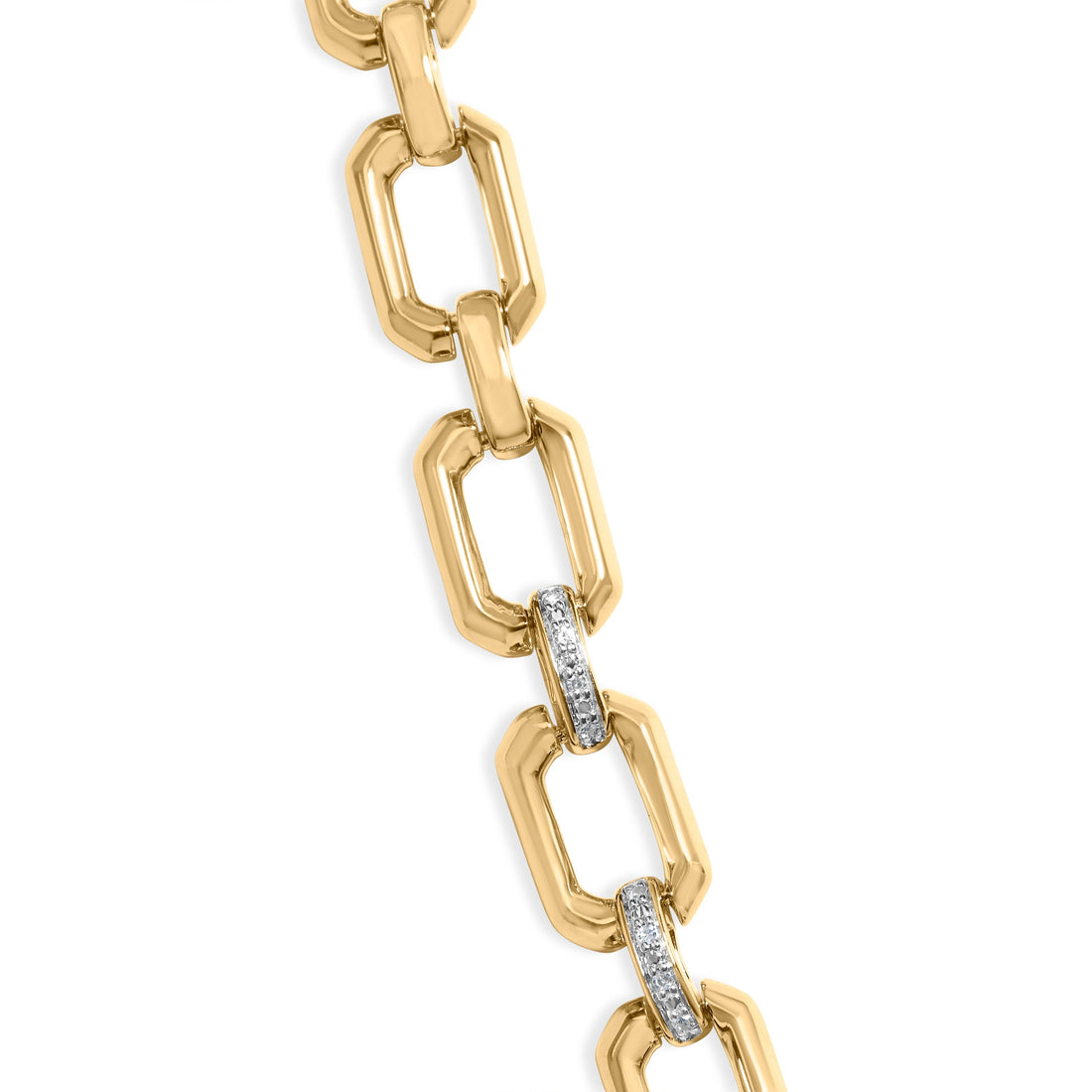 Gold Vermeil .925 Sterling Silver 1/4 Cttw Diamond Bold Octagonal Link Necklace  DestGlow