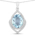 3.82 Carat Genuine Aquamarine and White Diamond 14K White Gold Pendant by Bids.com