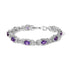Sterling Silver Oval Purple Amethyst and Diamond Interlocking Halo Link Bracelet by Bids.com