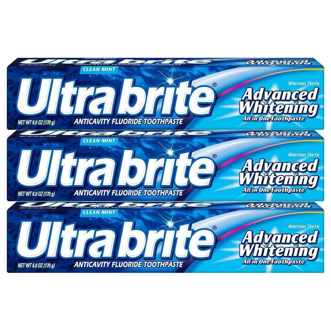 Ultra Brite Advanced Whitening Fluoride Toothpaste, Clean Mint - 6 Oz