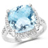 7.18 Carat Genuine Blue Topaz and White Topaz .925 Sterling Silver Ring by Bids.com