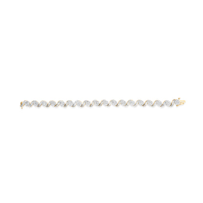 10k Yellow Gold 5.00 Cttw Round-Cut and Baguette-Cut Diamond Floral Link 7.25" Bracelet (I-J Color, I2-I3 Clarity) by Bids.com