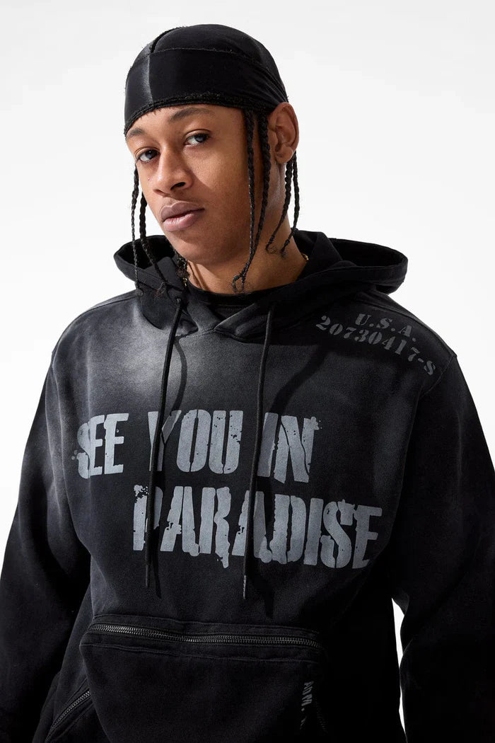 Jordan Craig Paradise Field Tech Cargo Hoodie - Black by Denim Exchange