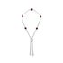 .925 Sterling Silver Bezel Set Red Garnet 5 Station Adjustable Bolo Bracelet by Bids.com