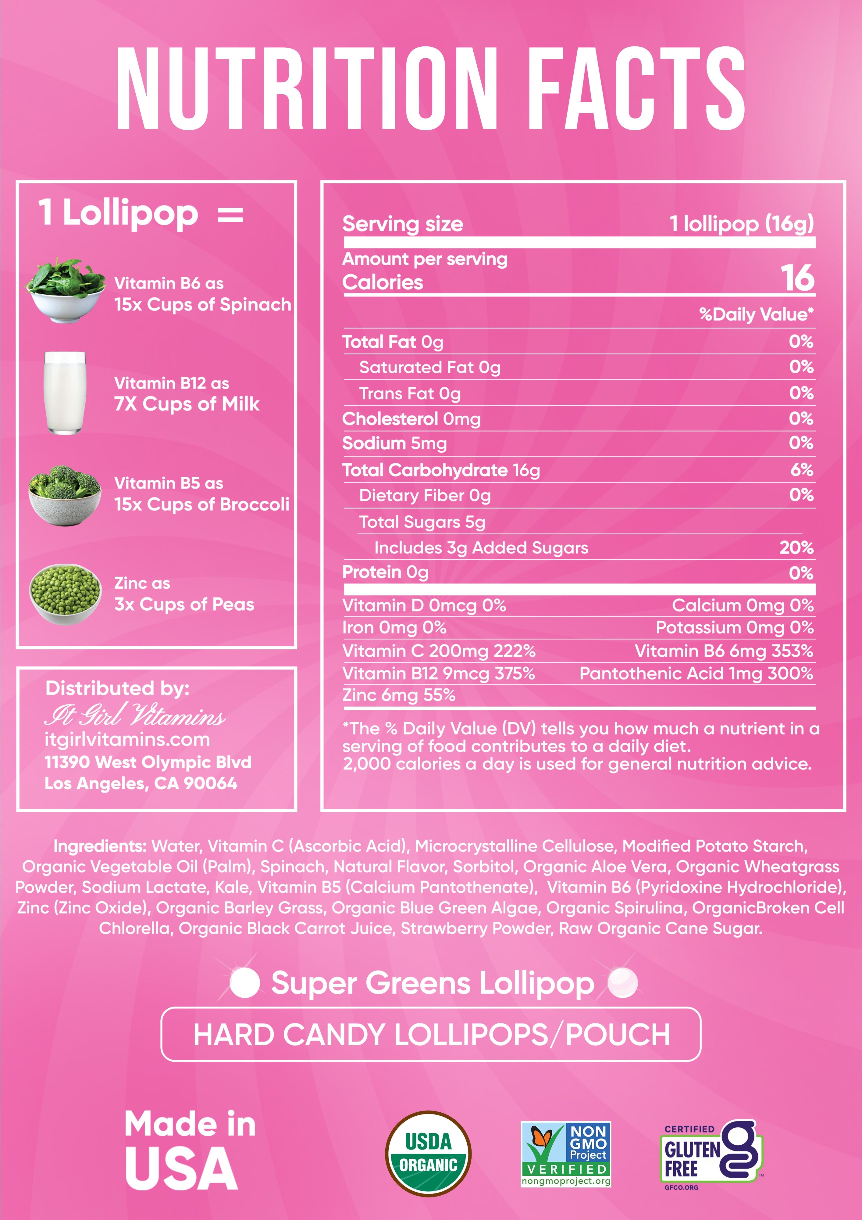 It Girl Superfood Greens Lollipops - Vegan Candy with Supergreens, Vitamins &amp; Antioxidants by It Girl Vitamins