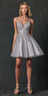 Juliet 857 Embroidered Top Short A-line Glitter Dress by DiscountDressShop