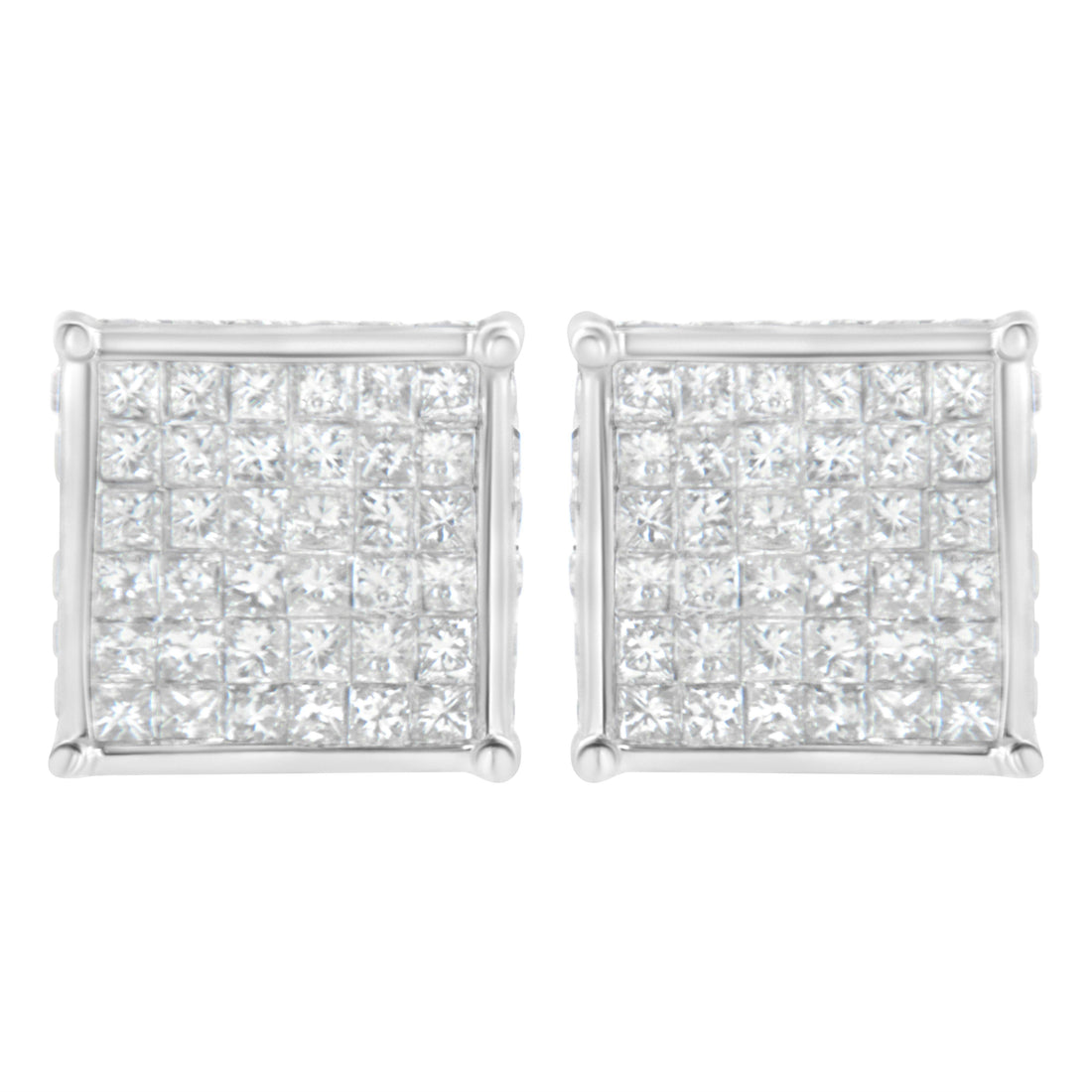 10K White Gold 2ct TDW Princess-Cut Composite Diamond Stud Earring (I-J ,I2-I3) by Bids.com