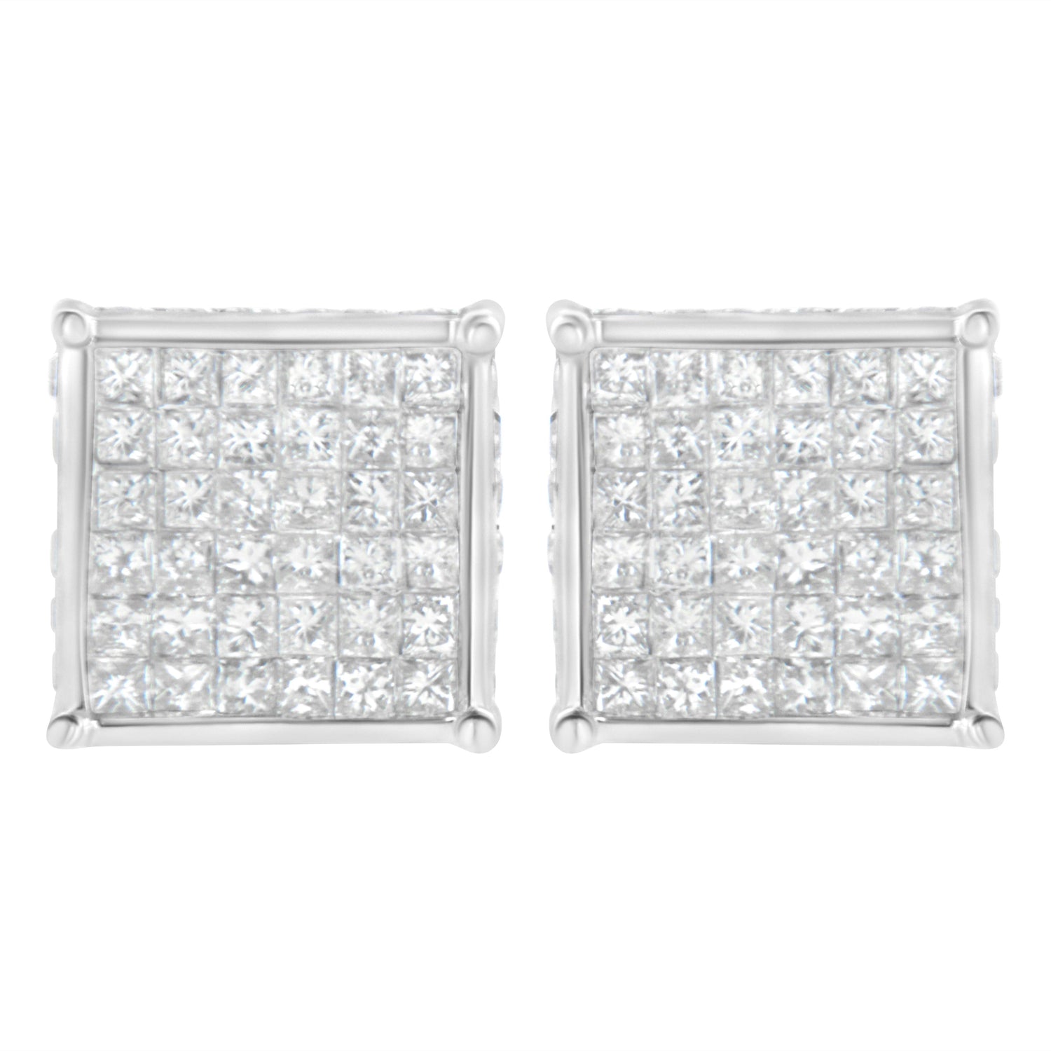 10K White Gold 2ct TDW Princess-Cut Composite Diamond Stud Earring (I-J ,I2-I3) by Bids.com