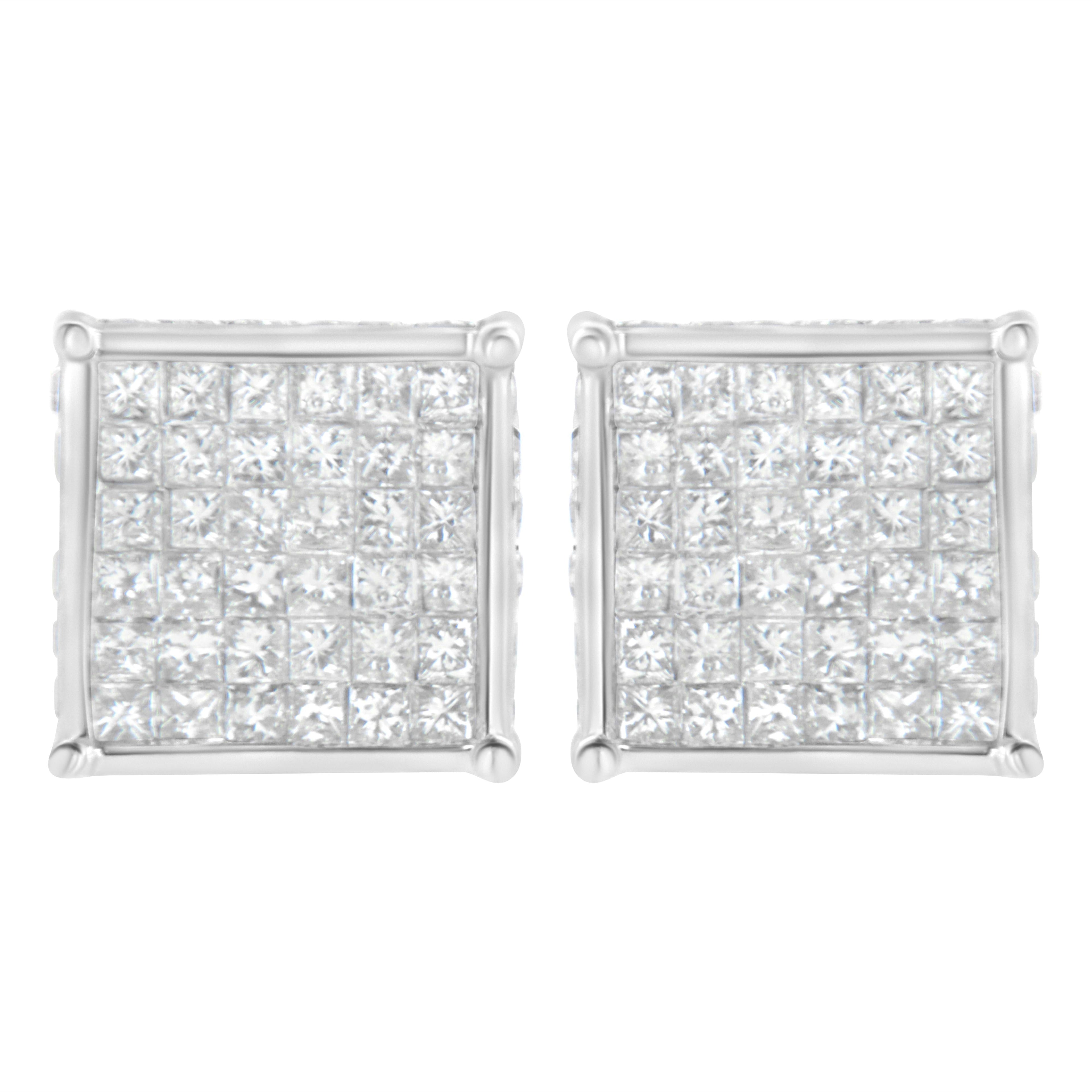 10K White Gold 2ct TDW Princess-Cut Composite Diamond Stud Earring (I-J ,I2-I3) by Bids.com