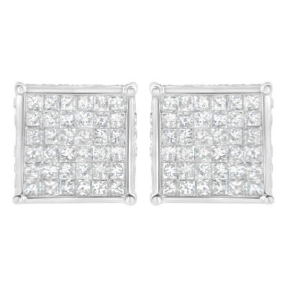 10K White Gold 2ct TDW Princess-Cut Composite Diamond Stud Earring (I-J ,I2-I3) by Bids.com