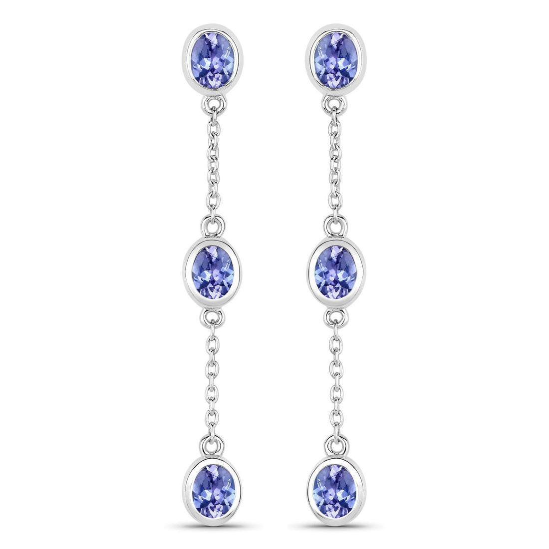 1.98 Carat Genuine Tanzanite .925 Sterling Silver Earrings by Bids.com