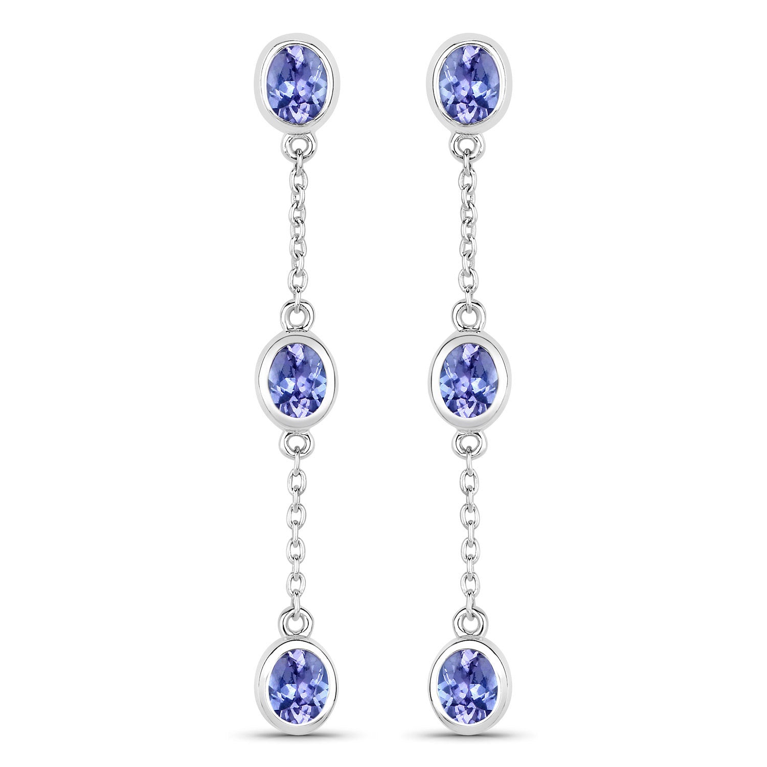 1.98 Carat Genuine Tanzanite .925 Sterling Silver Earrings by Bids.com
