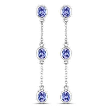 1.98 Carat Genuine Tanzanite .925 Sterling Silver Earrings by Bids.com