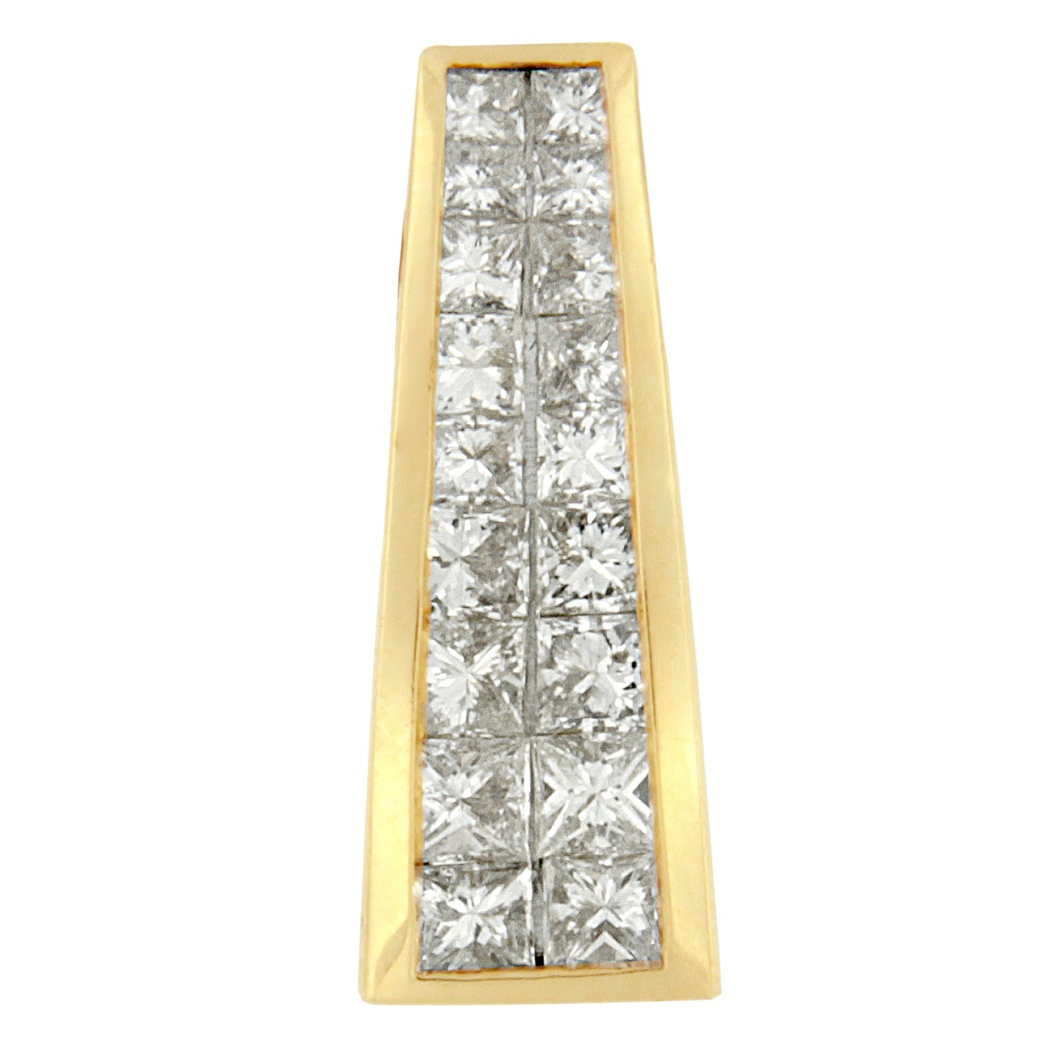 14K Yellow Gold 1 1/2 cttw Princess Cut Diamond Greek Column Pendant Necklace (G-H, VS1-VS2) by Bids.com