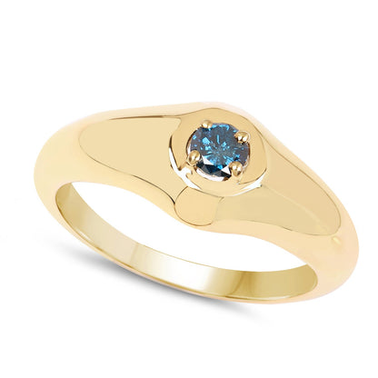 14K Yellow Gold Plated 0.20 Carat Genuine Blue Diamond .925 Sterling Silver Ring by Bids.com