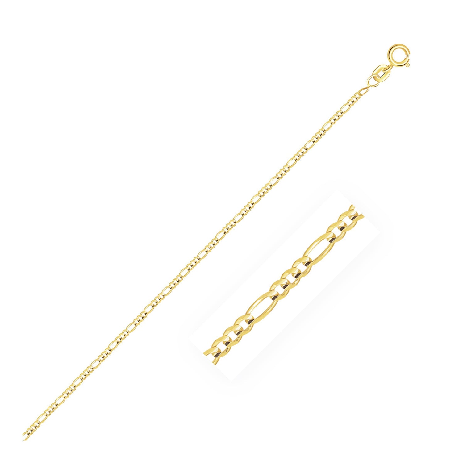 14k Yellow Gold Solid Figaro Chain 1.3mm by Bids.com