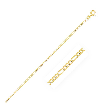 14k Yellow Gold Solid Figaro Chain 1.3mm by Bids.com
