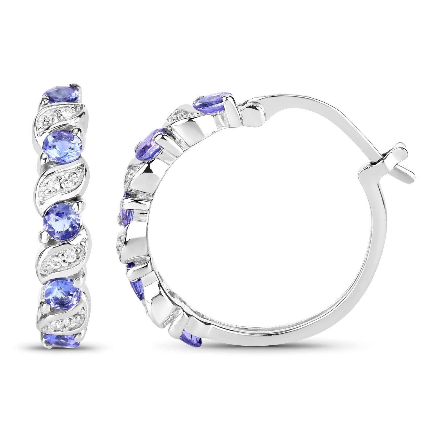 1.08 Carat Genuine Tanzanite and White Topaz .925 Sterling Silver Earrings  DestGlow