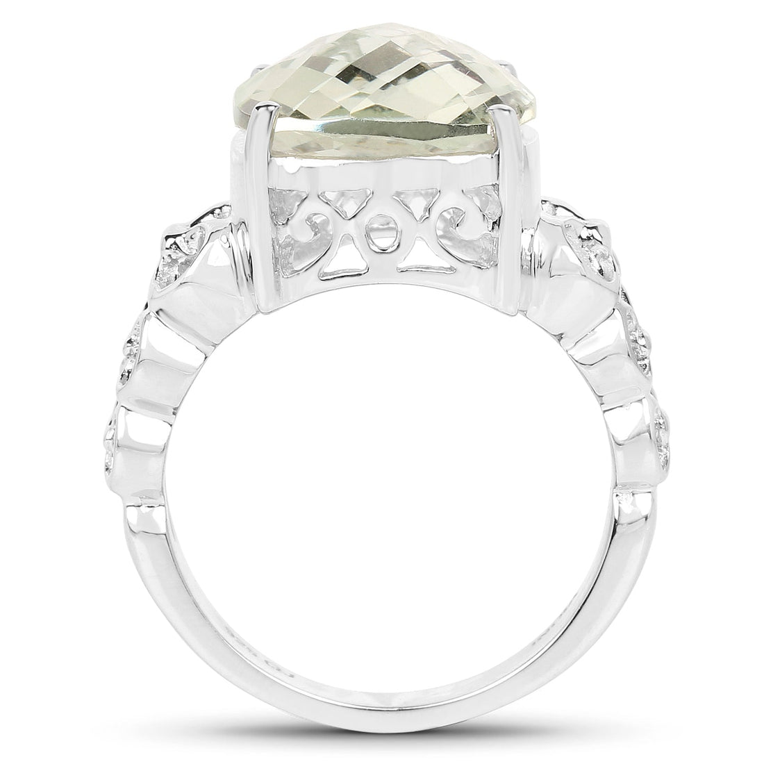 6.74 Carat Genuine Green Amethyst .925 Sterling Silver Ring by Bids.com