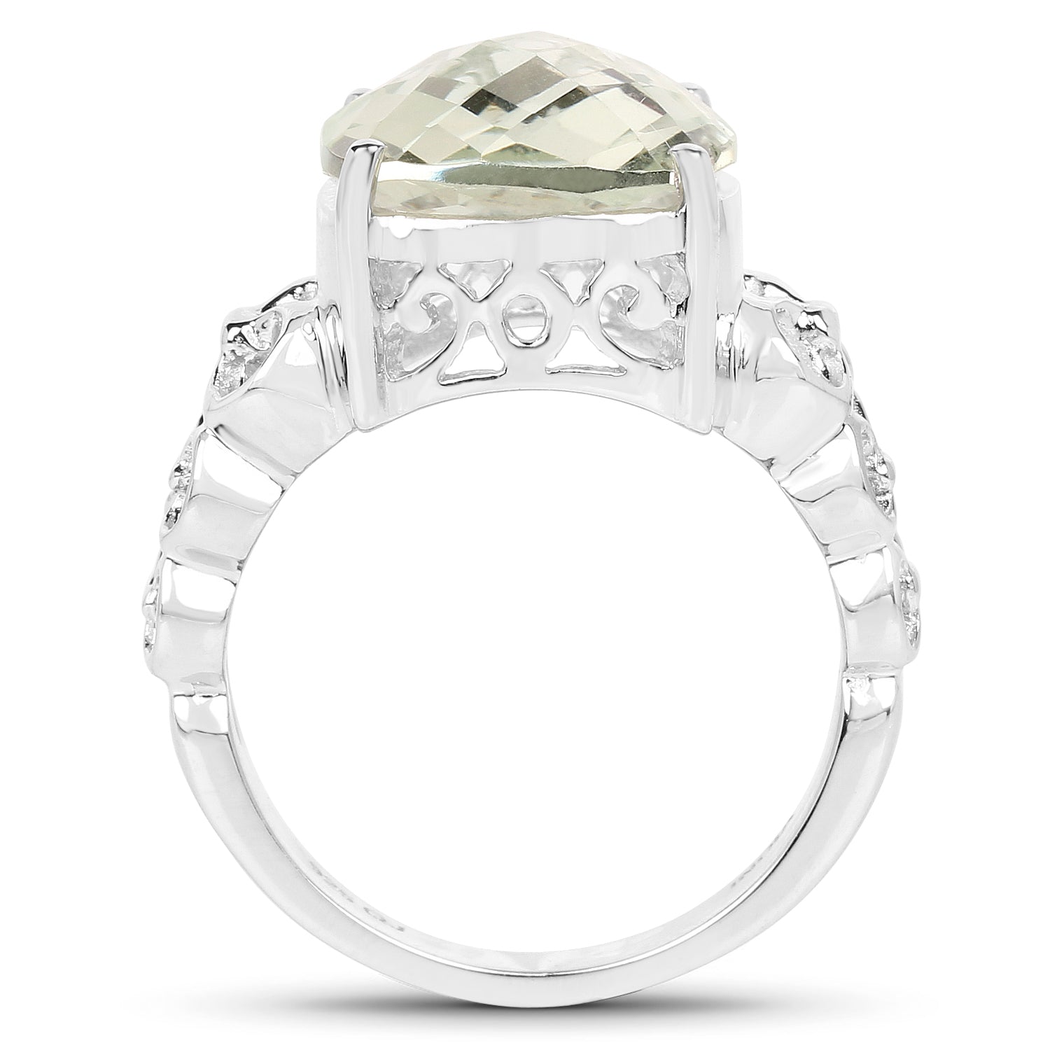 6.74 Carat Genuine Green Amethyst .925 Sterling Silver Ring by Bids.com