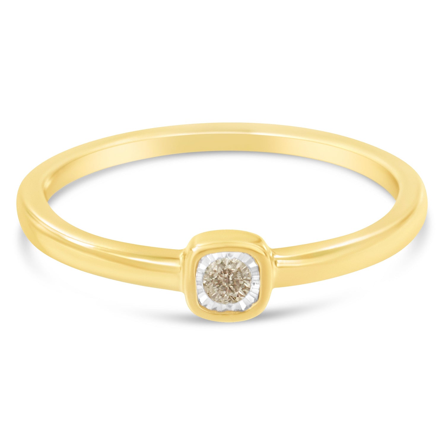 14K Yellow Gold Plated .925 Sterling Silver 1/20 Carat Diamond Square Cushion-Shaped Miracle Set Petite Fashion Promise Ring (J-K Color, I1-I2 Clarity) - Size 6 by Bids.com