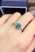 All Eyes On Me 1 Carat Green Brilliant Round Cut Sparkala™ Platinum-Plated Ring by Sparkala