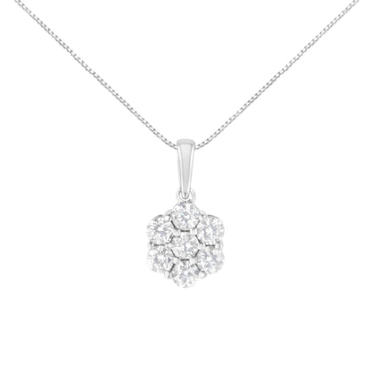 14K White Gold 2.00 Cttw Brilliant Round-Cut Diamond 7 Stone Flower Cluster 18" Pendant Necklace (H-I Color, SI2-I1 Clarity) by Bids.com