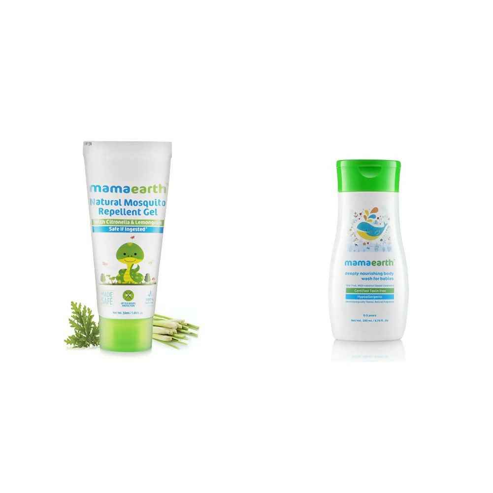 Mamaearth Natural Mosquito Repellent Gel &amp; Deeply Nourishing Wash for Babies