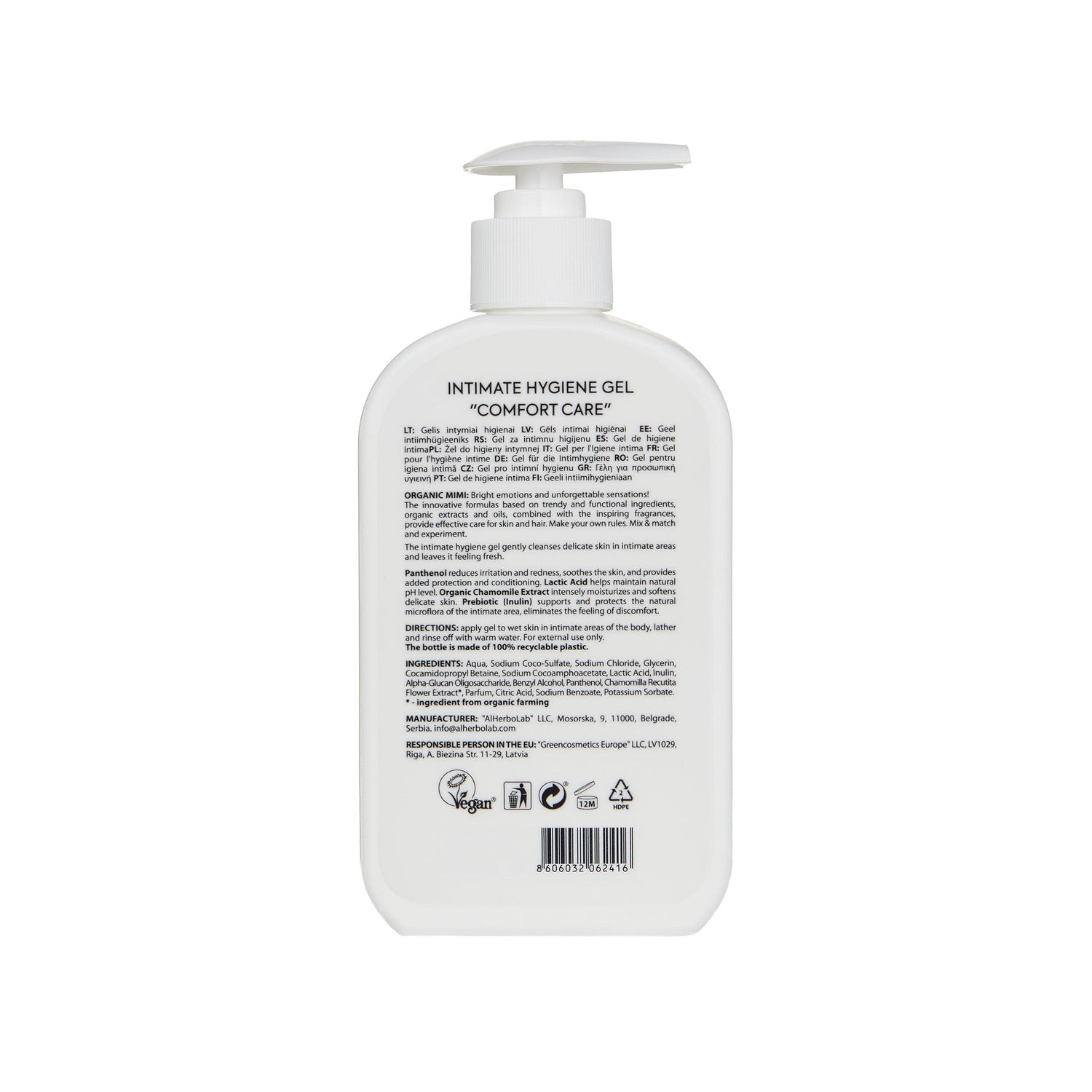 ORGANIC MIMI, INTIMATE HYGIENE GEL COMFORT CARE, 300 ml by Damask Rose