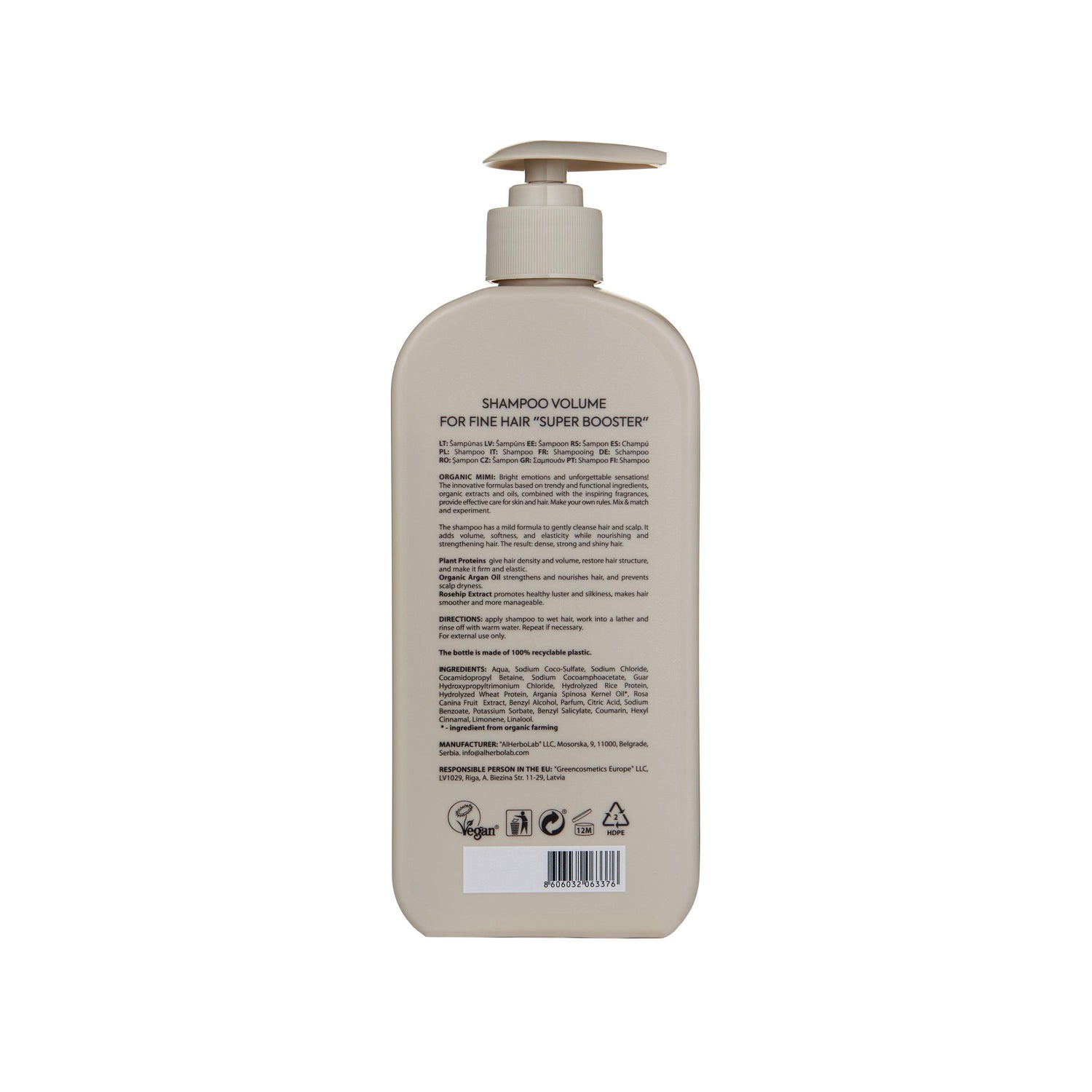 ORGANIC MIMI, SHAMPOO VOLUME SUPER BOOSTER, 400 ml by Damask Rose