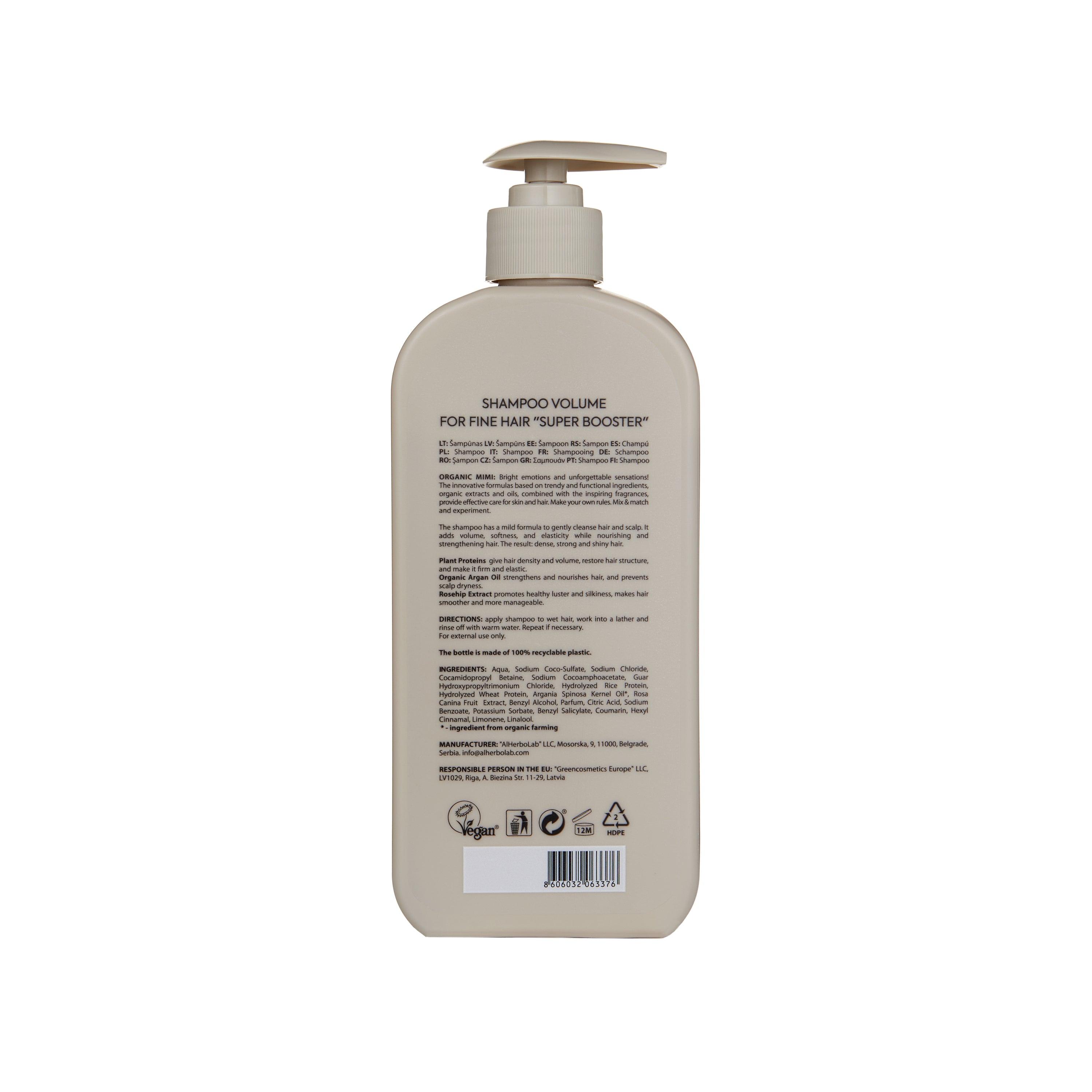 ORGANIC MIMI, SHAMPOO VOLUME SUPER BOOSTER, 400 ml by Damask Rose