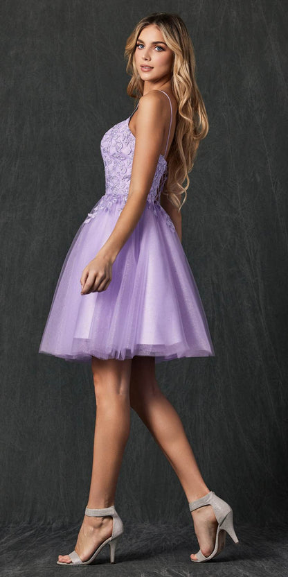Juliet 860 Short Floral Applique BaDoll Dress by DiscountDressShop