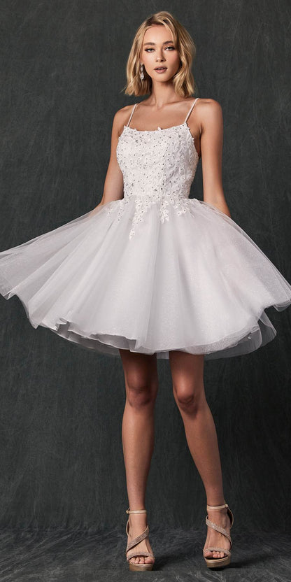 Juliet 860 Short Floral Applique BaDoll Dress by DiscountDressShop