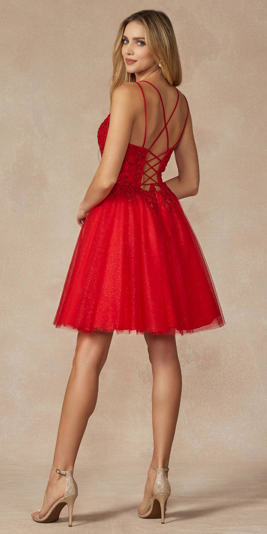 Juliet 860 Short Floral Applique BaDoll Dress by DiscountDressShop