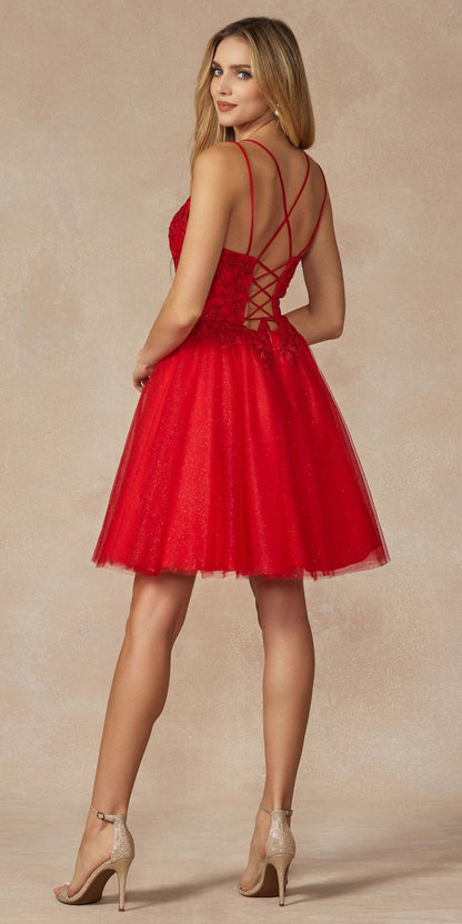 Juliet 860 Short Floral Applique BaDoll Dress by DiscountDressShop