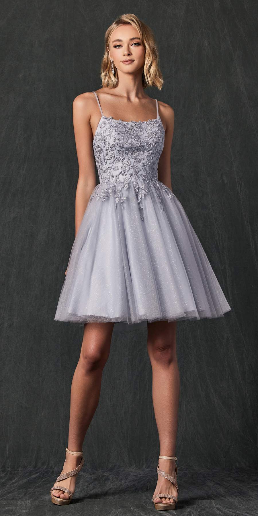 Juliet 860 Short Floral Applique BaDoll Dress by DiscountDressShop