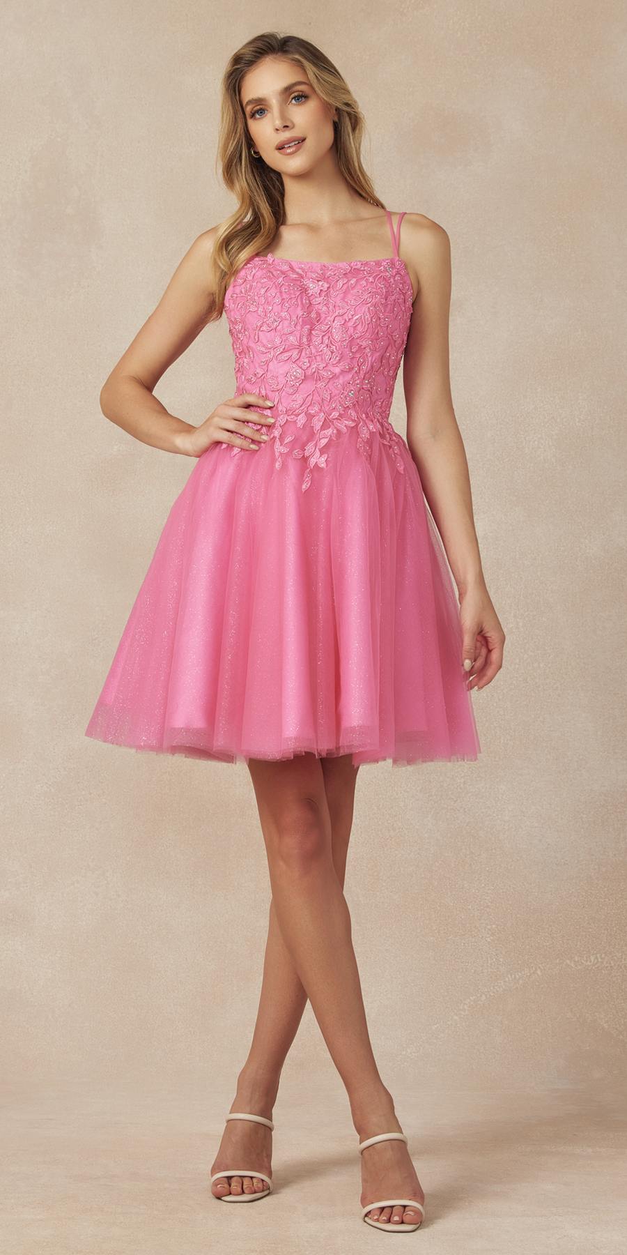 Juliet 860 Short Floral Applique BaDoll Dress by DiscountDressShop