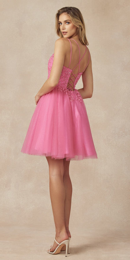 Juliet 860 Short Floral Applique BaDoll Dress by DiscountDressShop
