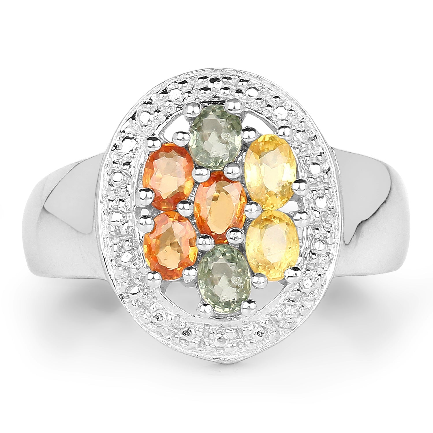 1.54 Carat Genuine Multi Sapphire .925 Sterling Silver Ring by Bids.com