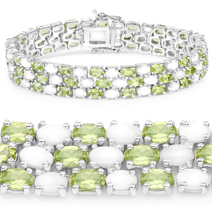 19.73 Carat Genuine Opal and Peridot .925 Sterling Silver Bracelet by Bids.com