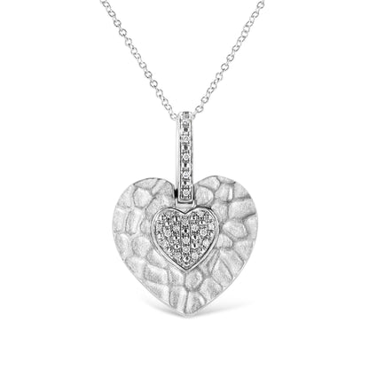 .925 Sterling Silver Pave-Set Diamond Accent Heart Shape 18" Pendant Necklace (I-J Color, I1-I2 Clarity) by Bids.com