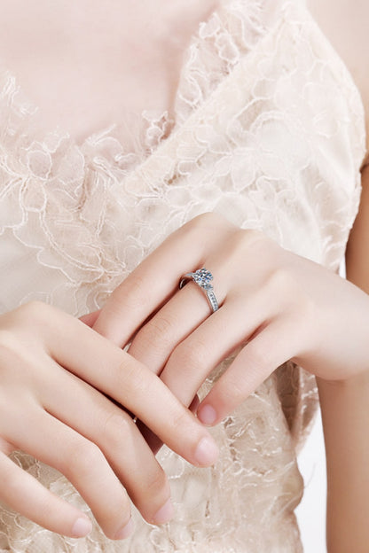 Lucky Charm Brilliant Round Cut Sparkala™ Rhodium-Plated Ring by Sparkala