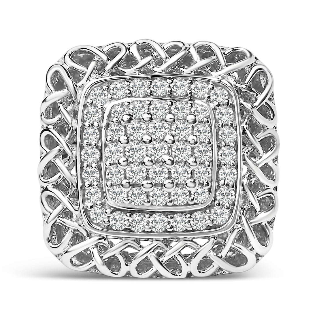 Sterling Silver 1.0 Cttw Diamond Celtic Knot Cocktail Ring by Bids.com
