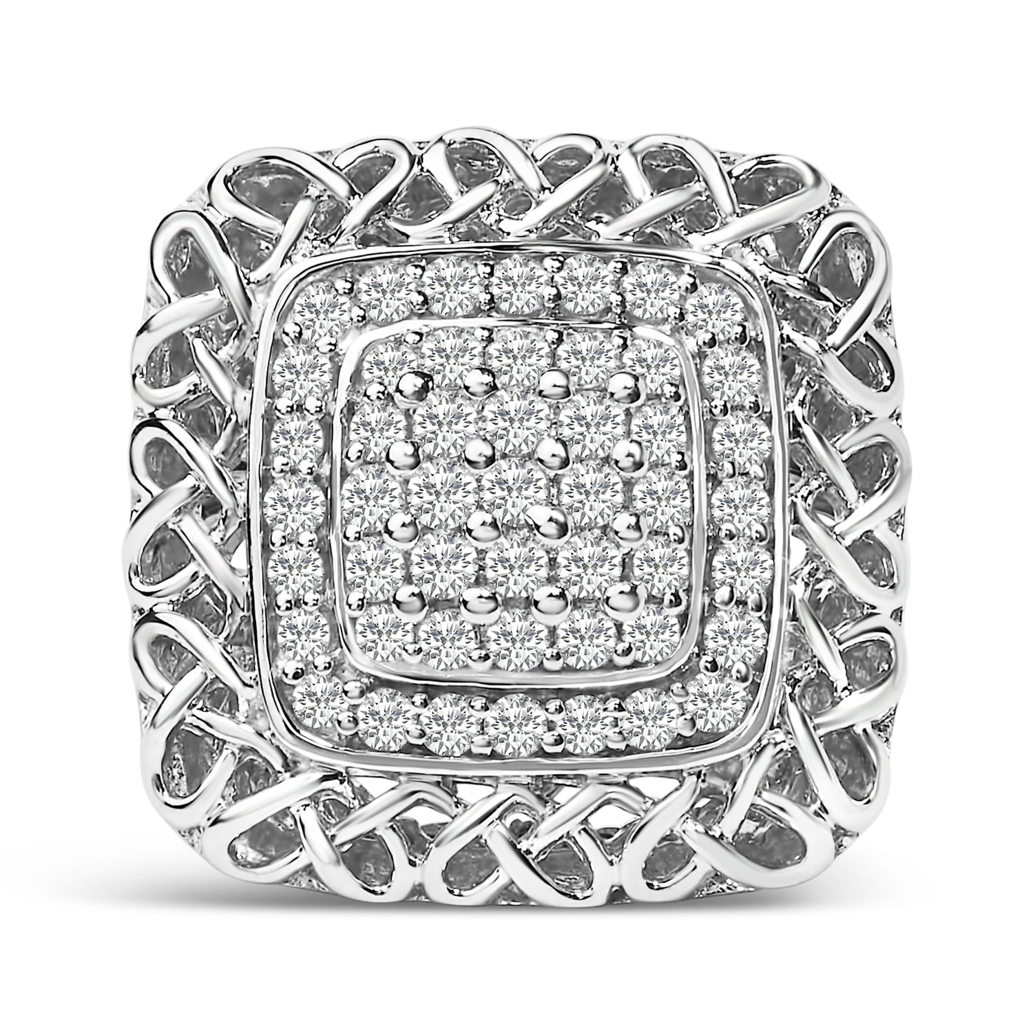 Sterling Silver 1.0 Cttw Diamond Celtic Knot Cocktail Ring by Bids.com