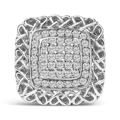 Sterling Silver 1.0 Cttw Diamond Celtic Knot Cocktail Ring by Bids.com