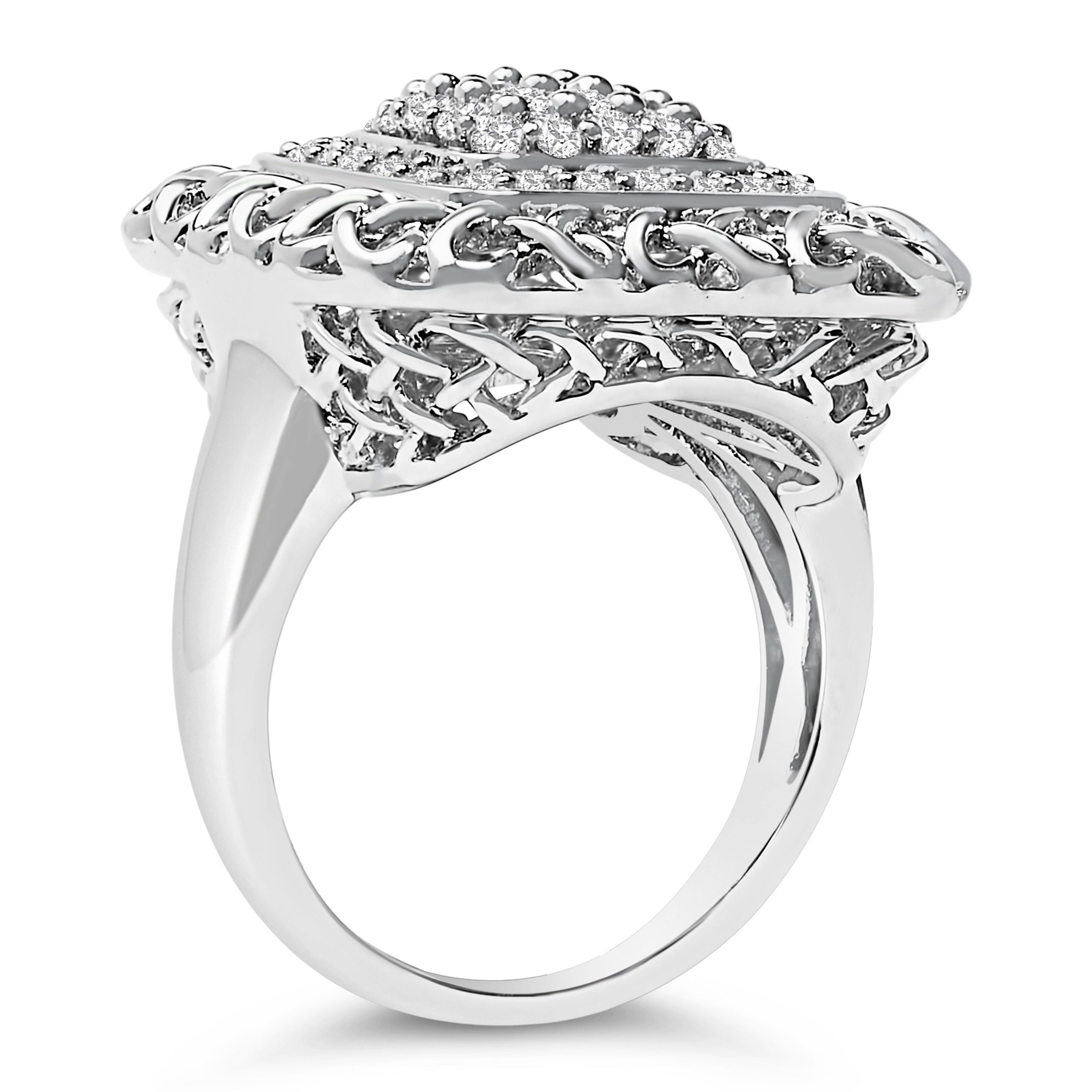 Sterling Silver 1.0 Cttw Diamond Celtic Knot Cocktail Ring by Bids.com